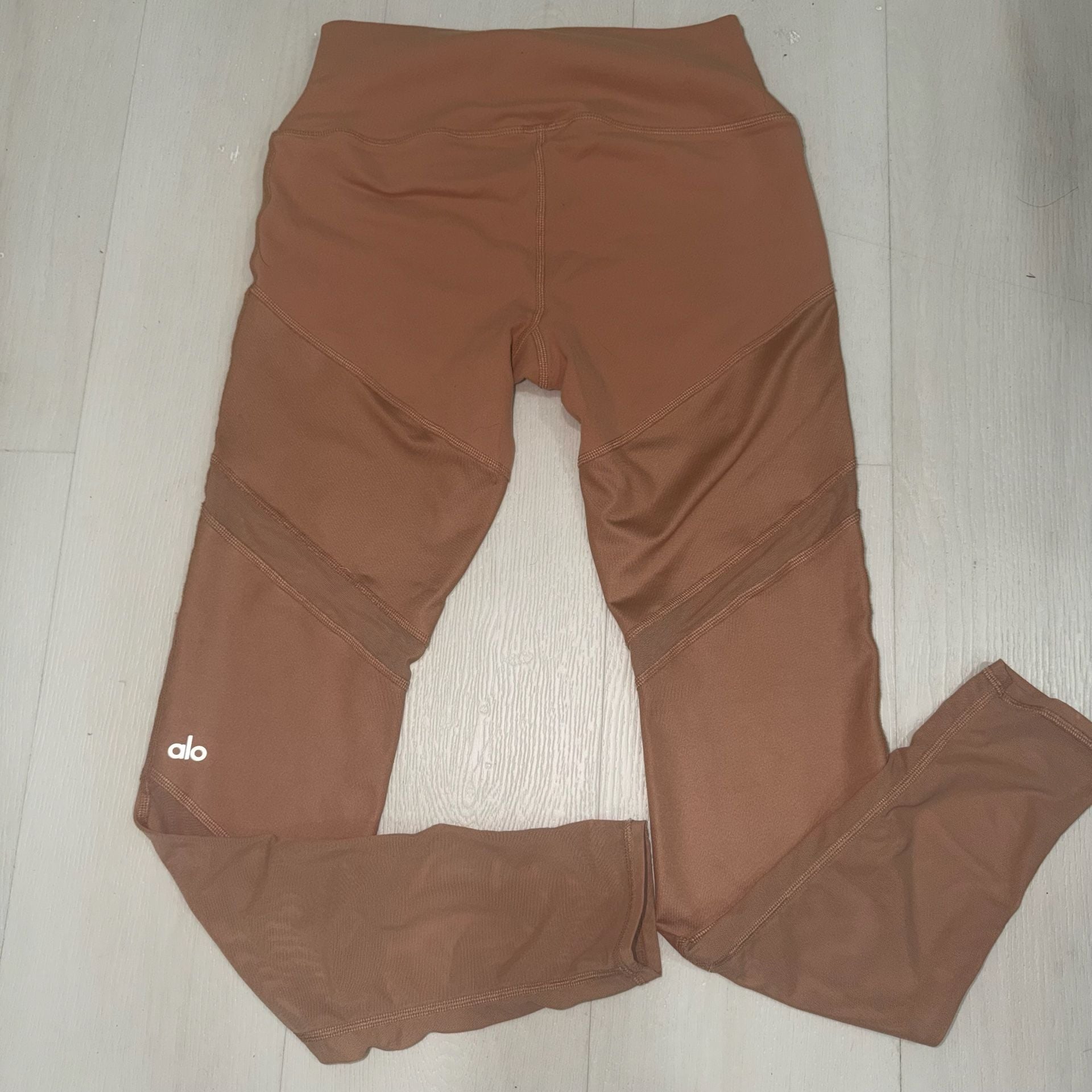 ALO Yoga High-Waist Moto Leggings Size M Brown Mesh Detail 4