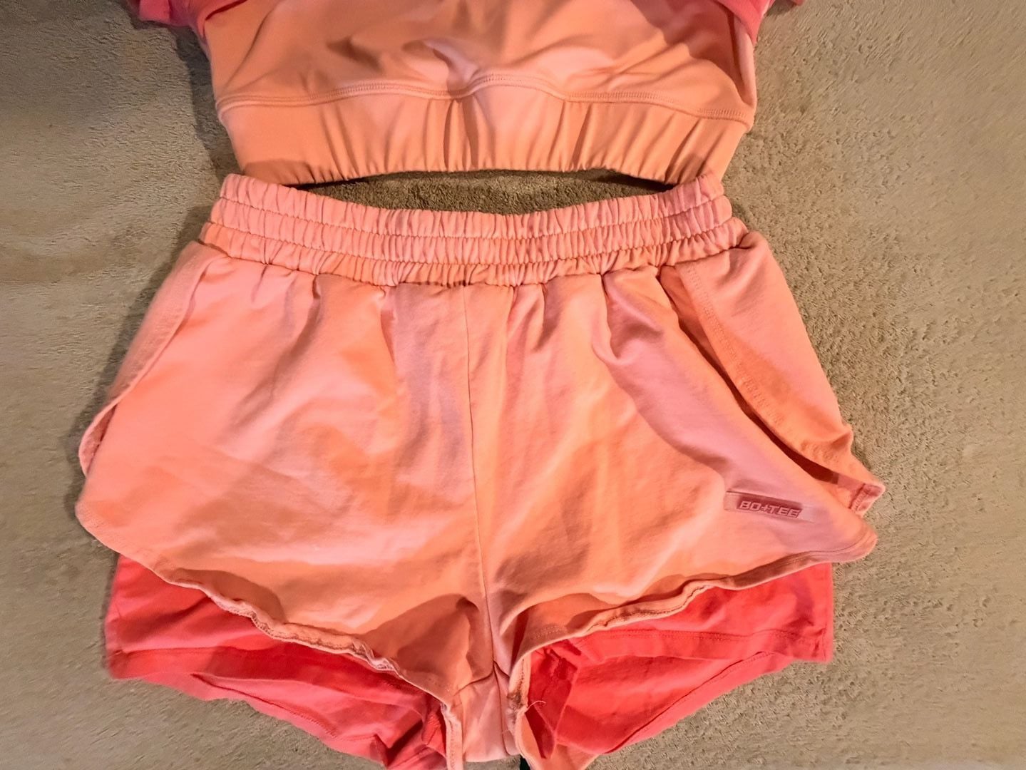 Bo+Tee Matching Set Top And Shorts Size XL Orange Athletic Lounge 2