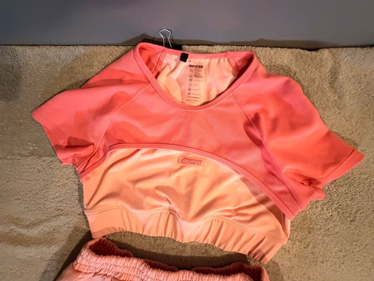 Bo+Tee Matching Set Top And Shorts Size XL Orange Athletic Lounge 3