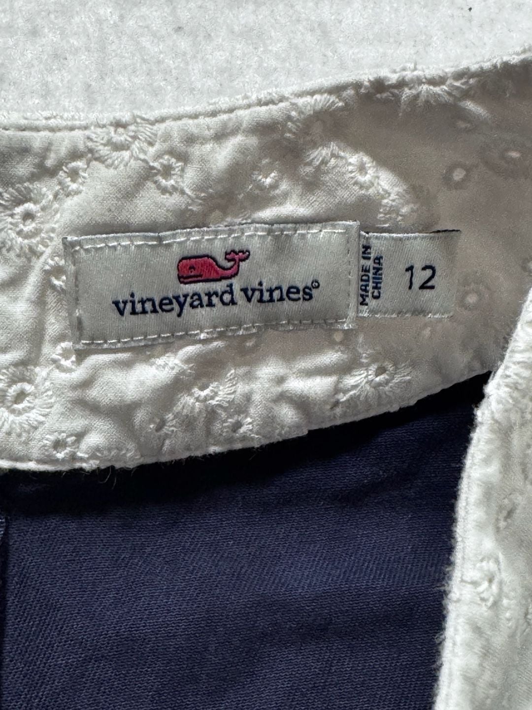 Vineyard Vines Girls Dress Size 12 Navy White Eyelet Collar 7