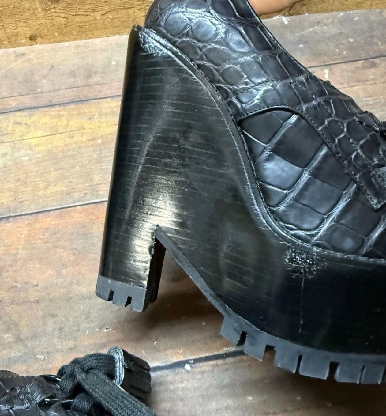 Burberry Prorsum Alligator Platform Heels Black Croc EU 37.5 Runway 8
