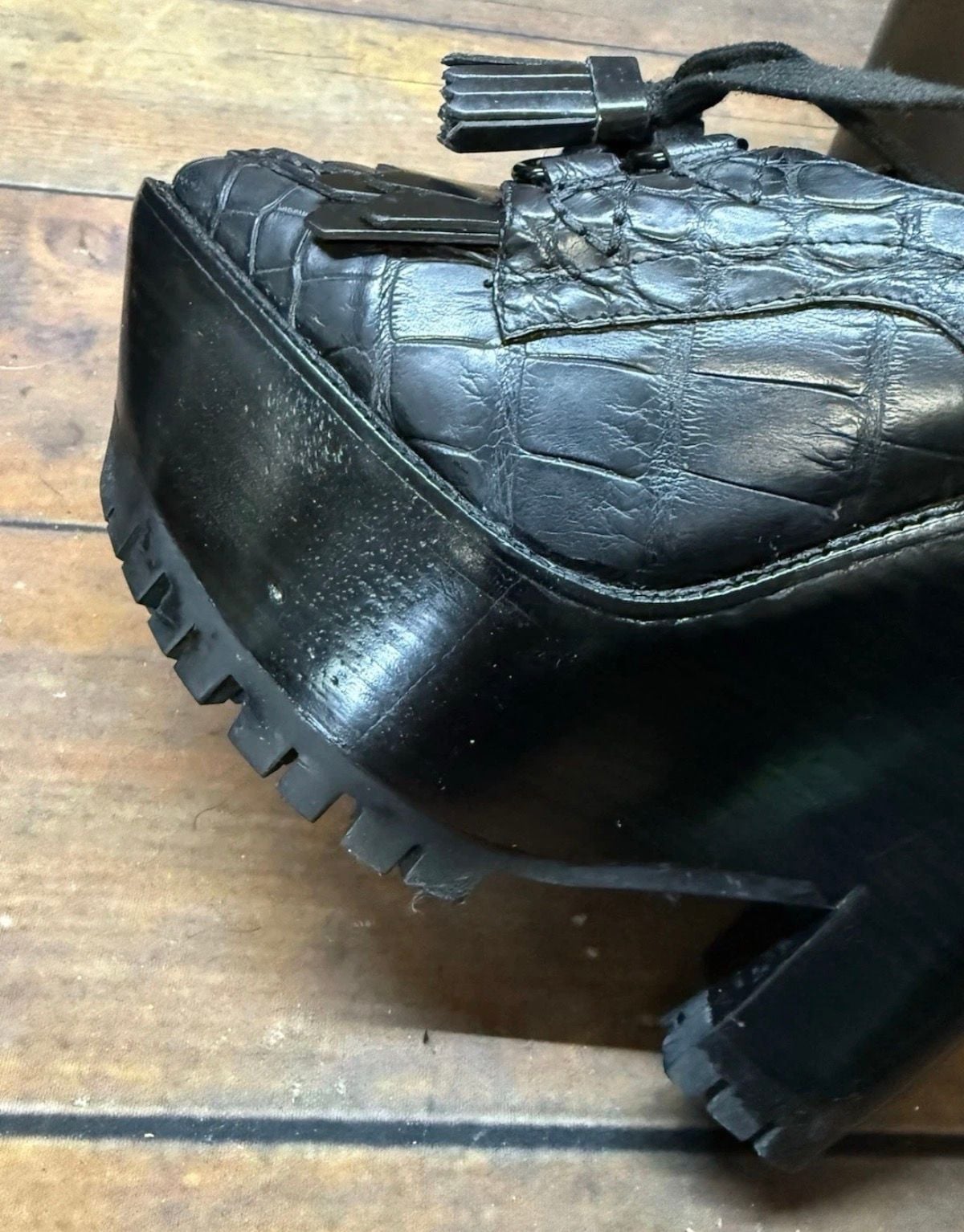 Burberry Prorsum Alligator Platform Heels Black Croc EU 37.5 Runway 13