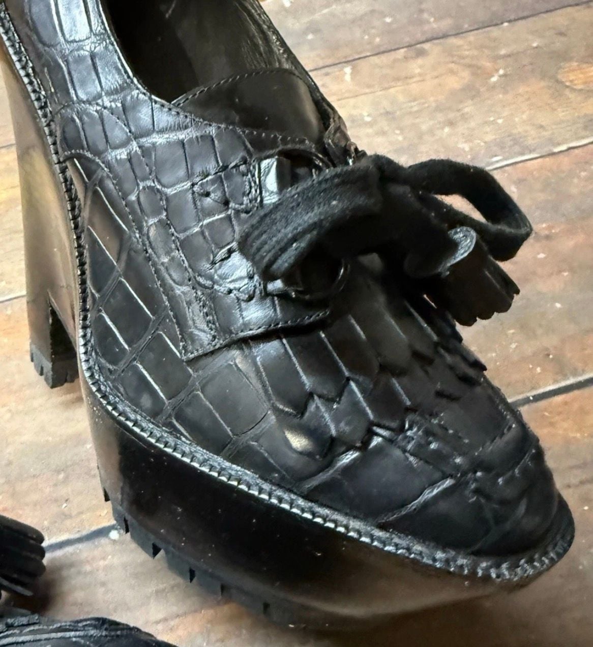 Burberry Prorsum Alligator Platform Heels Black Croc EU 37.5 Runway 15