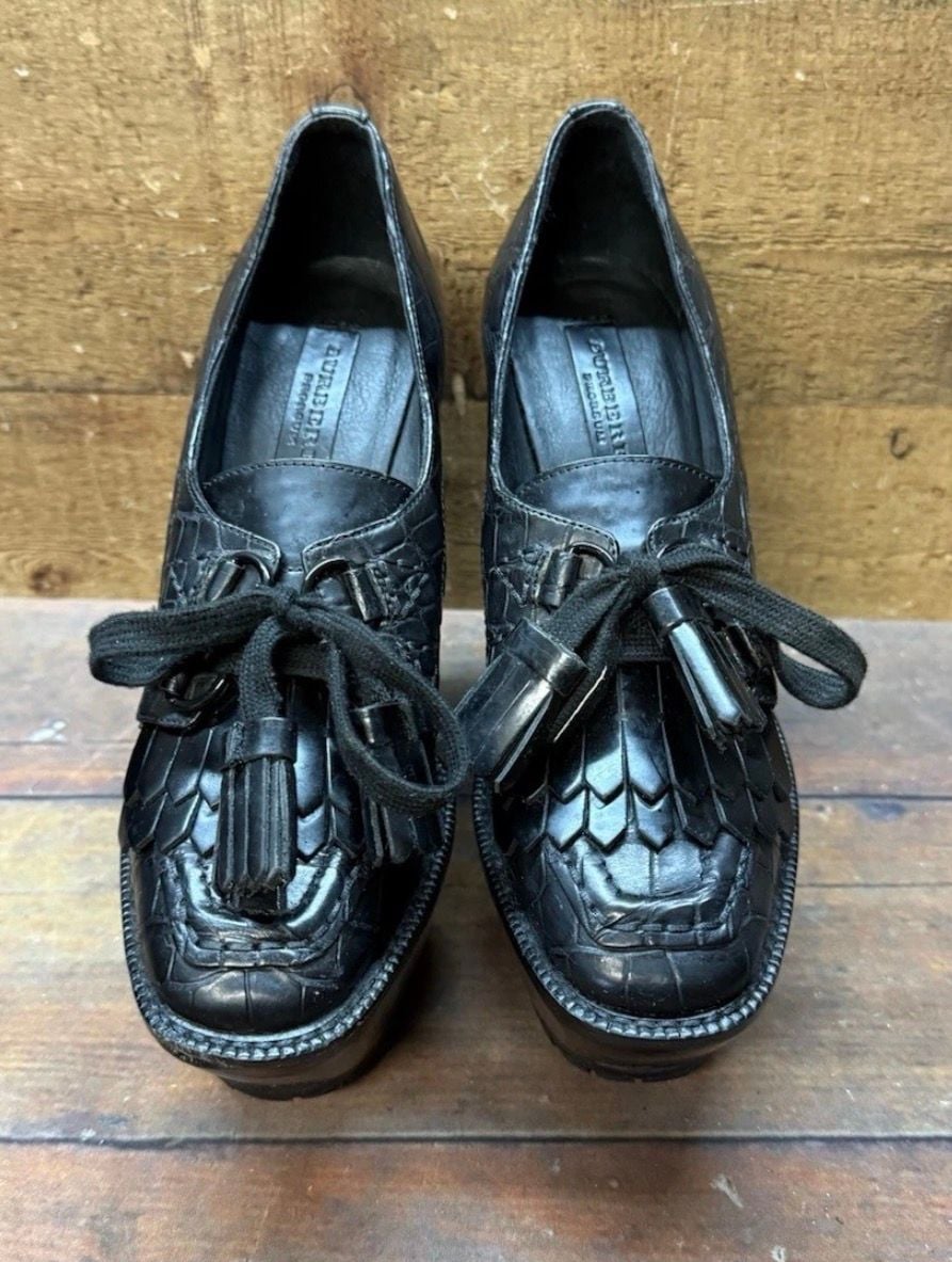 Burberry Prorsum Alligator Platform Heels Black Croc EU 37.5 Runway 19