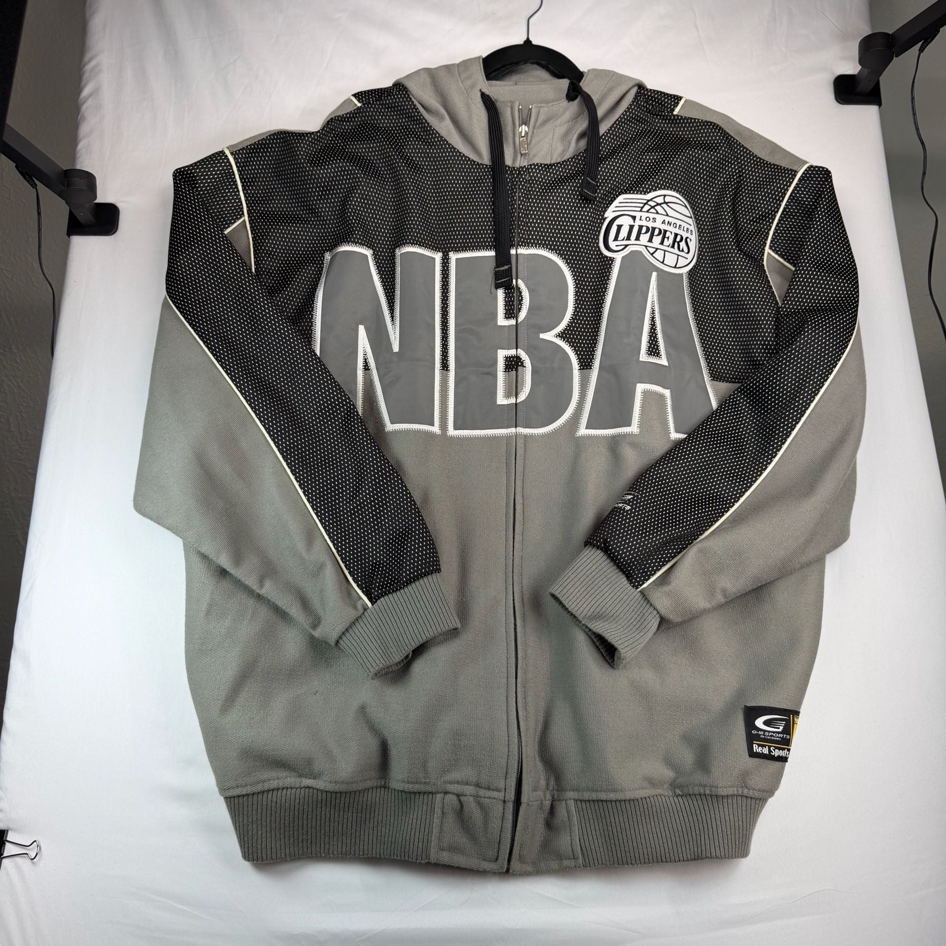 LA Clippers G-III Sports NBA Full Zip Hoodie Jacket Mens 2XL Gray Black 3