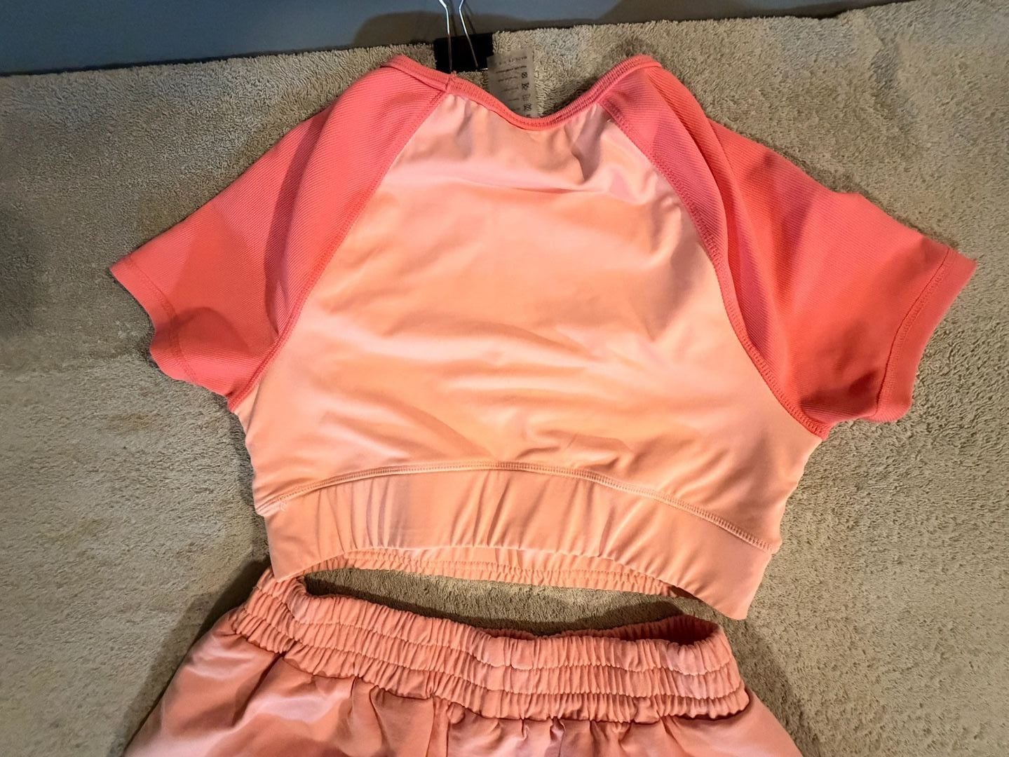 Bo+Tee Matching Set Top And Shorts Size XL Orange Athletic Lounge 11