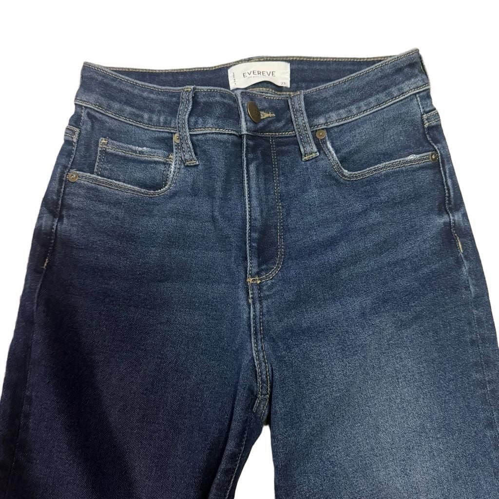 Evereve The Ever Straight Jeans Size 25 High Rise Dark Wash 4