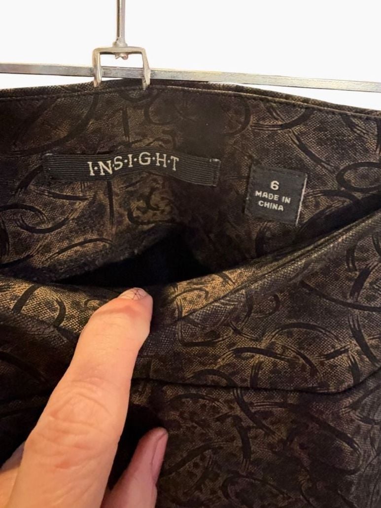 Insight Pants Size 6 Brown & Black Paisley Jacquard Slight Simmer 4