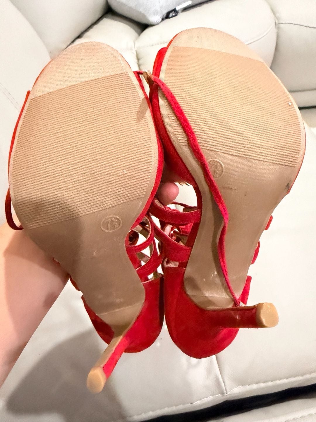 Wild Diva Red Lace Up Heels Shoes Size 7.5 5