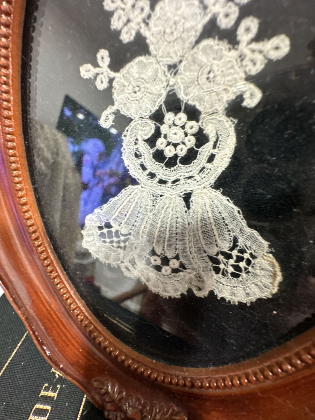 Lace Jewel Framed Handmade White Lace Dress Figurine Brugge Belgium Vintage 2