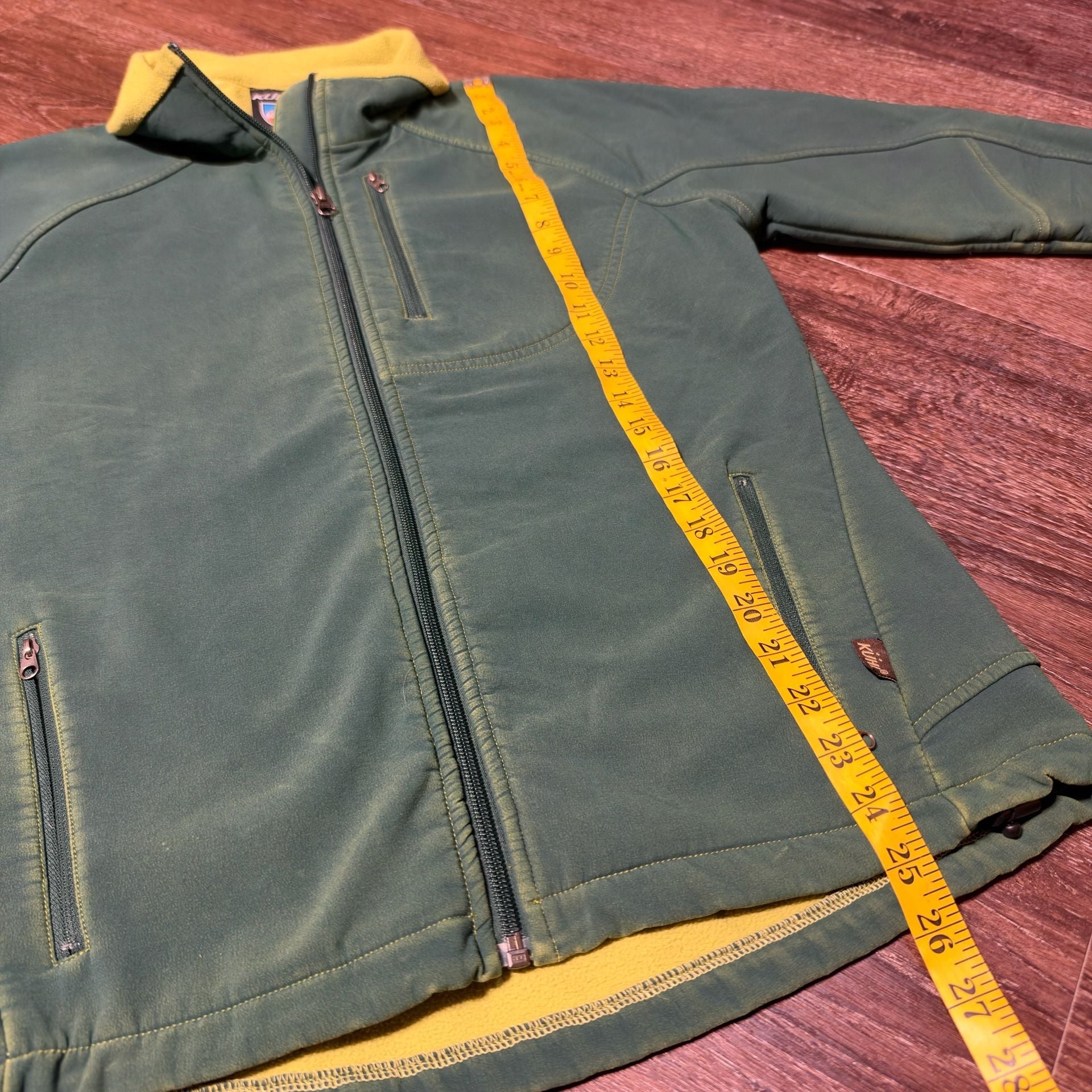 Essential Kühl Full Zip Softshell Jacket Size M Green Yellow Fleece Outerwear 5