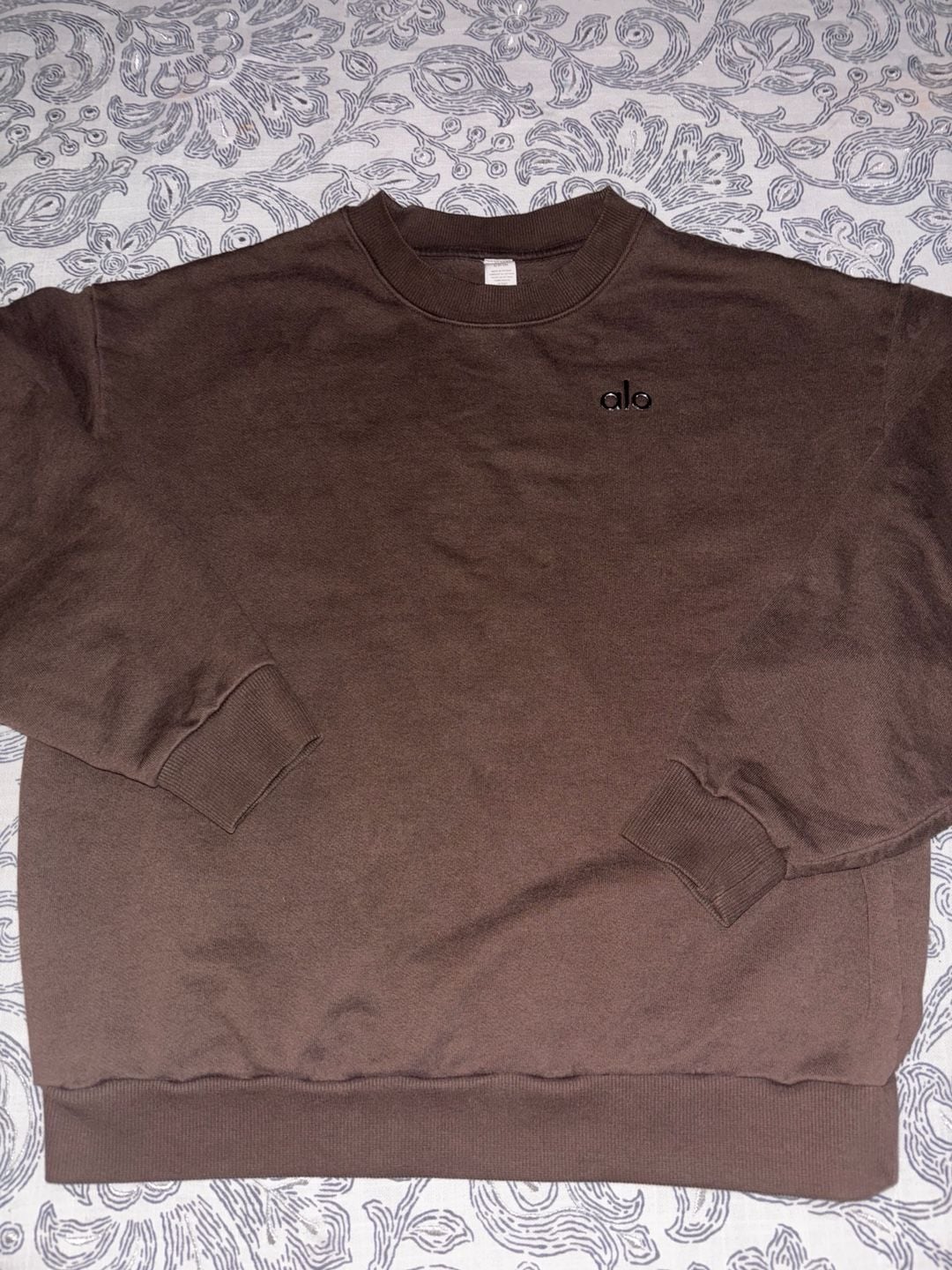 Alo Accolade Crewneck Sweatshirt Size S Espresso Brown 2