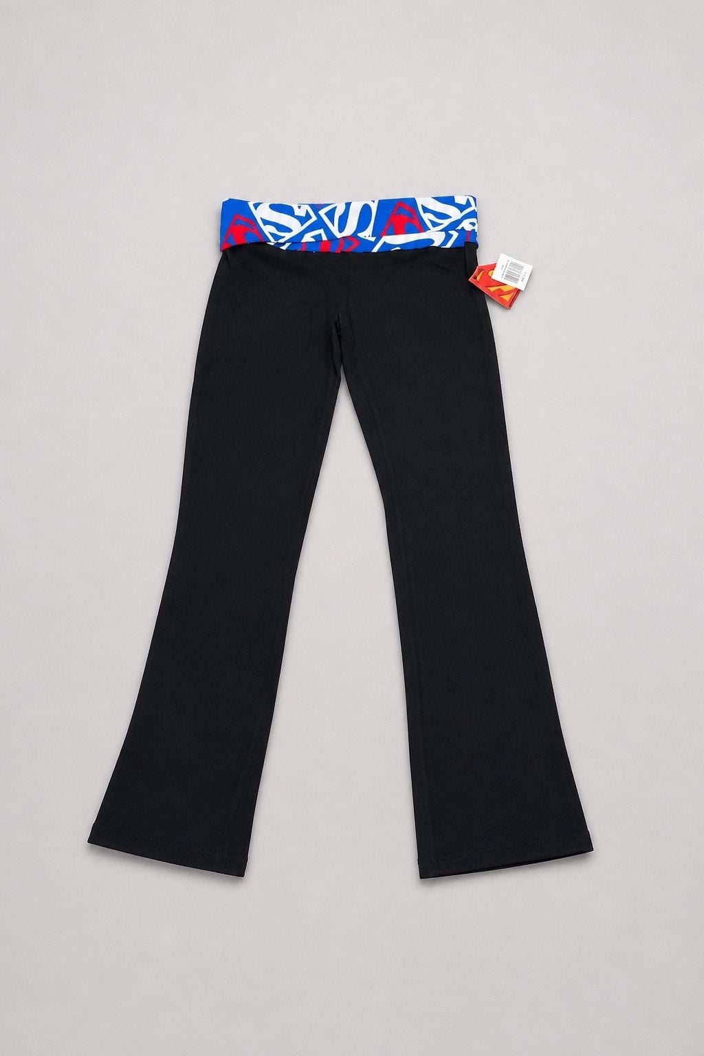 Superman Foldover Yoga Pants Size L Black 2