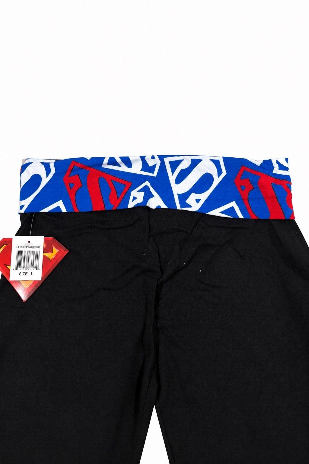 Superman Foldover Yoga Pants Size L Black 3