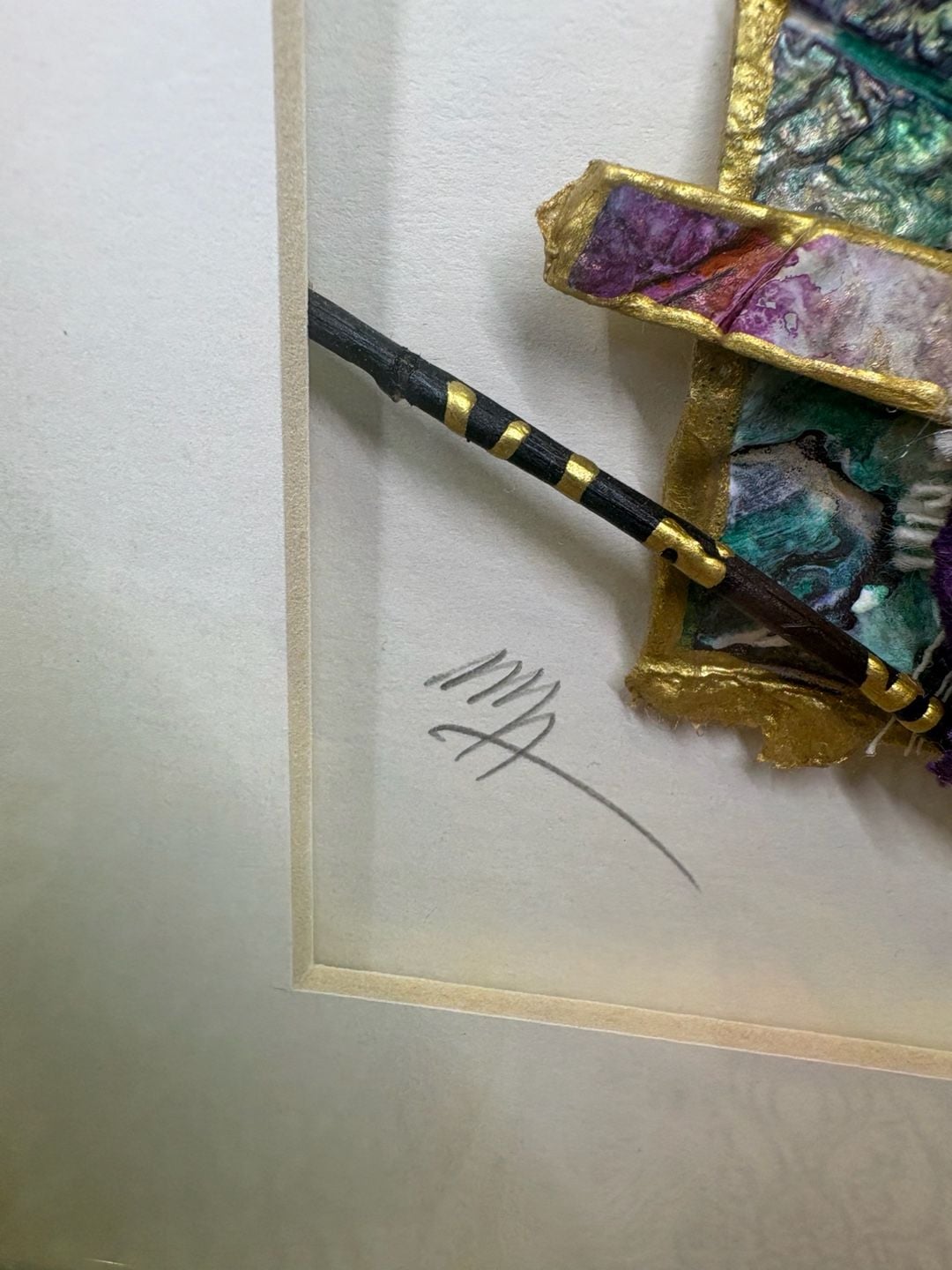 Signed Cyndi Mylynne & Jeff Adam’s Wall Art Signed Framed Golden Leaf -Set of 2 7