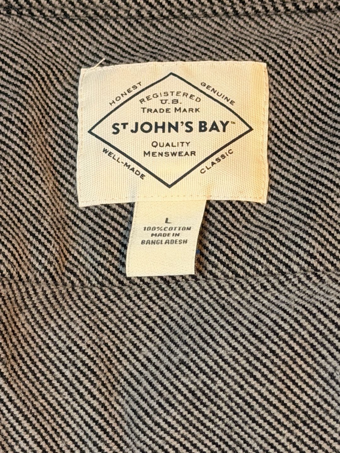 St John's Bay Men's Large Heavyweight Flannel Shacket Button Up Shirt Corduroy Accent 5