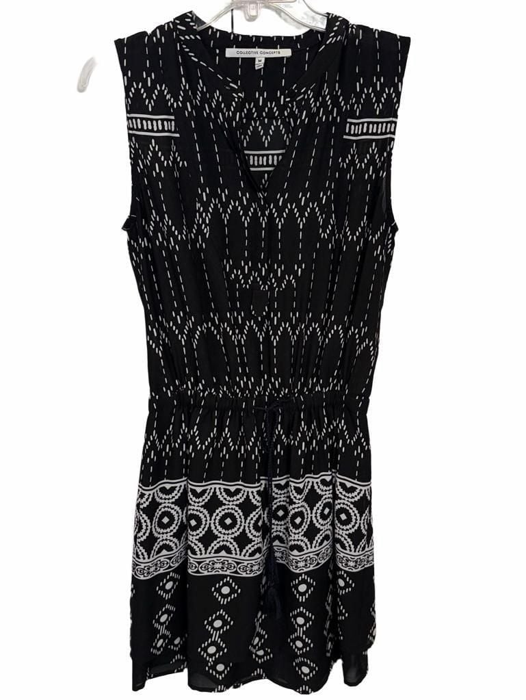 Collective Concepts Sleeveless Geometric Print Dress with Elastic Waist, Size M 2