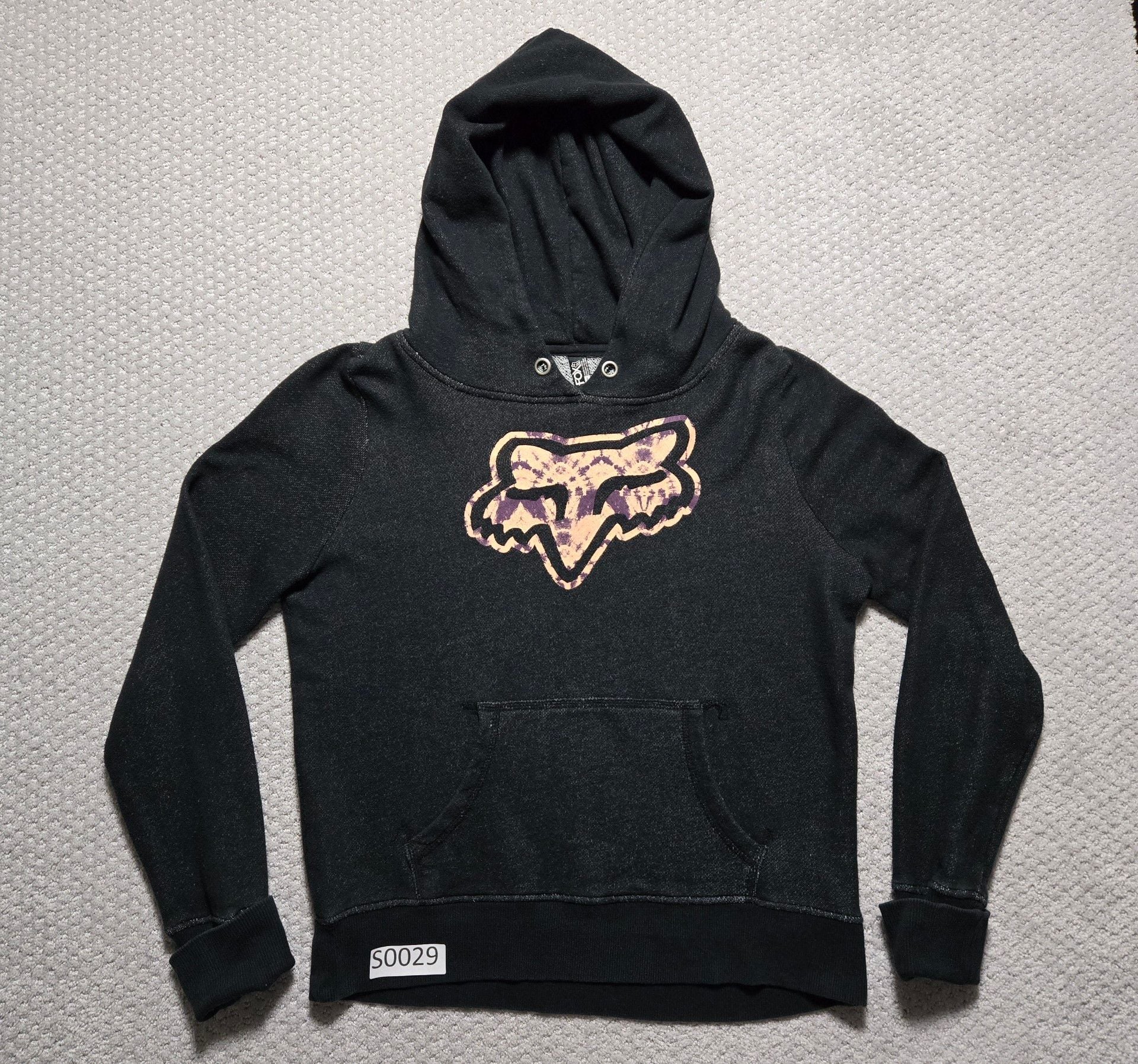 Fox Racing Black Hoodie Orange Purple Tie Dye Logo Graphic 3