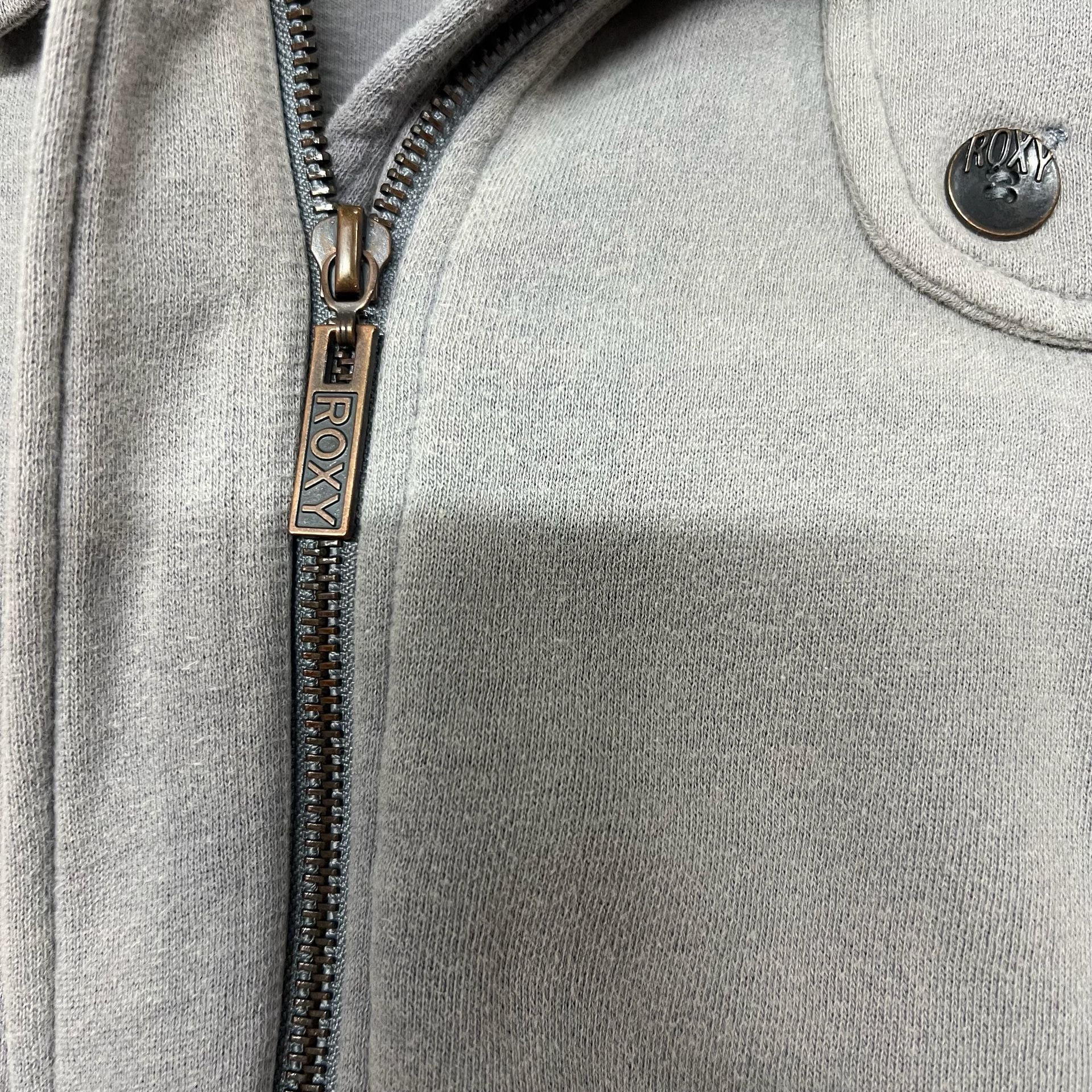Roxy Fleece Jacket Gray Sherpa Lined Full Zip Utility Coat women’s Large 5