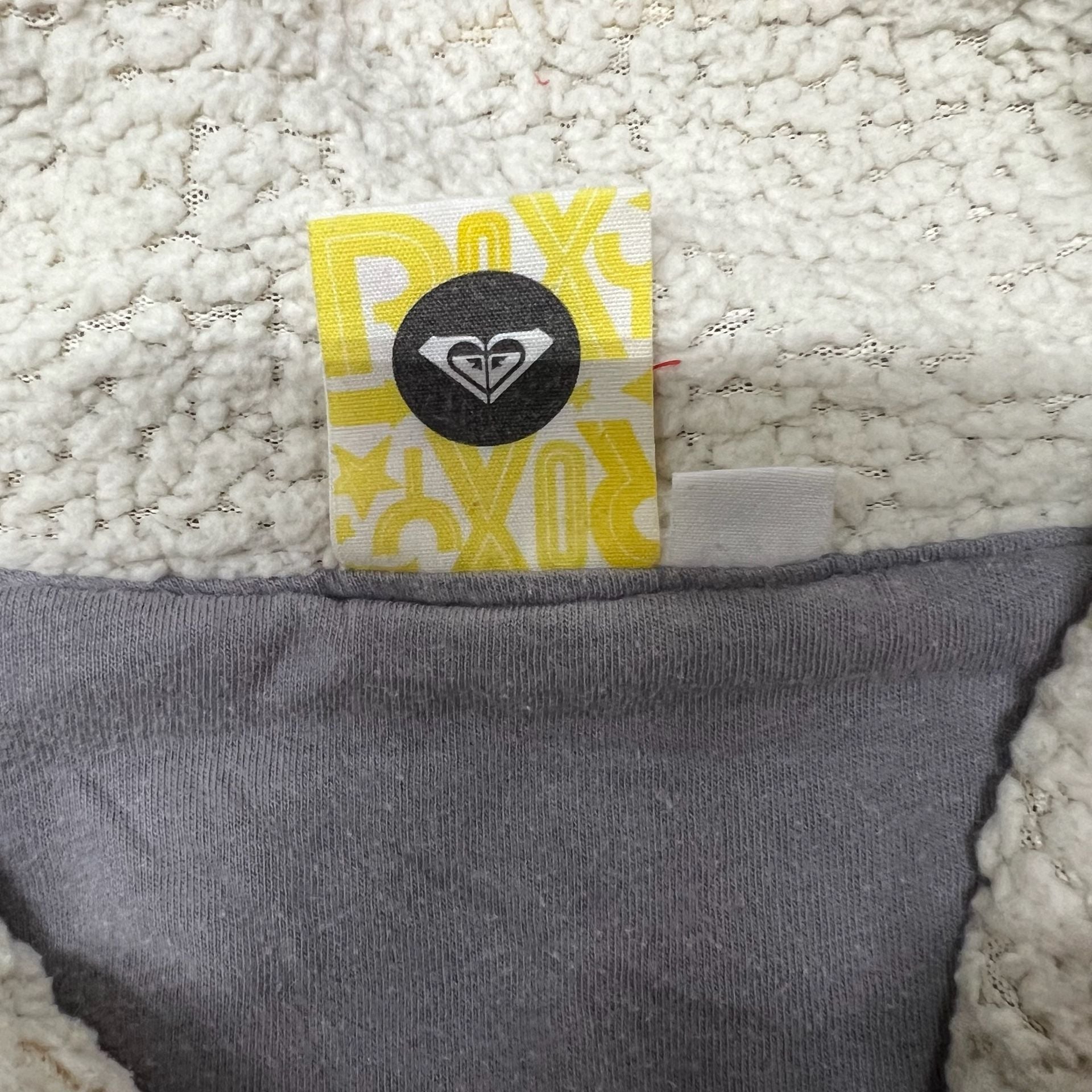 Roxy Fleece Jacket Gray Sherpa Lined Full Zip Utility Coat women’s Large 14