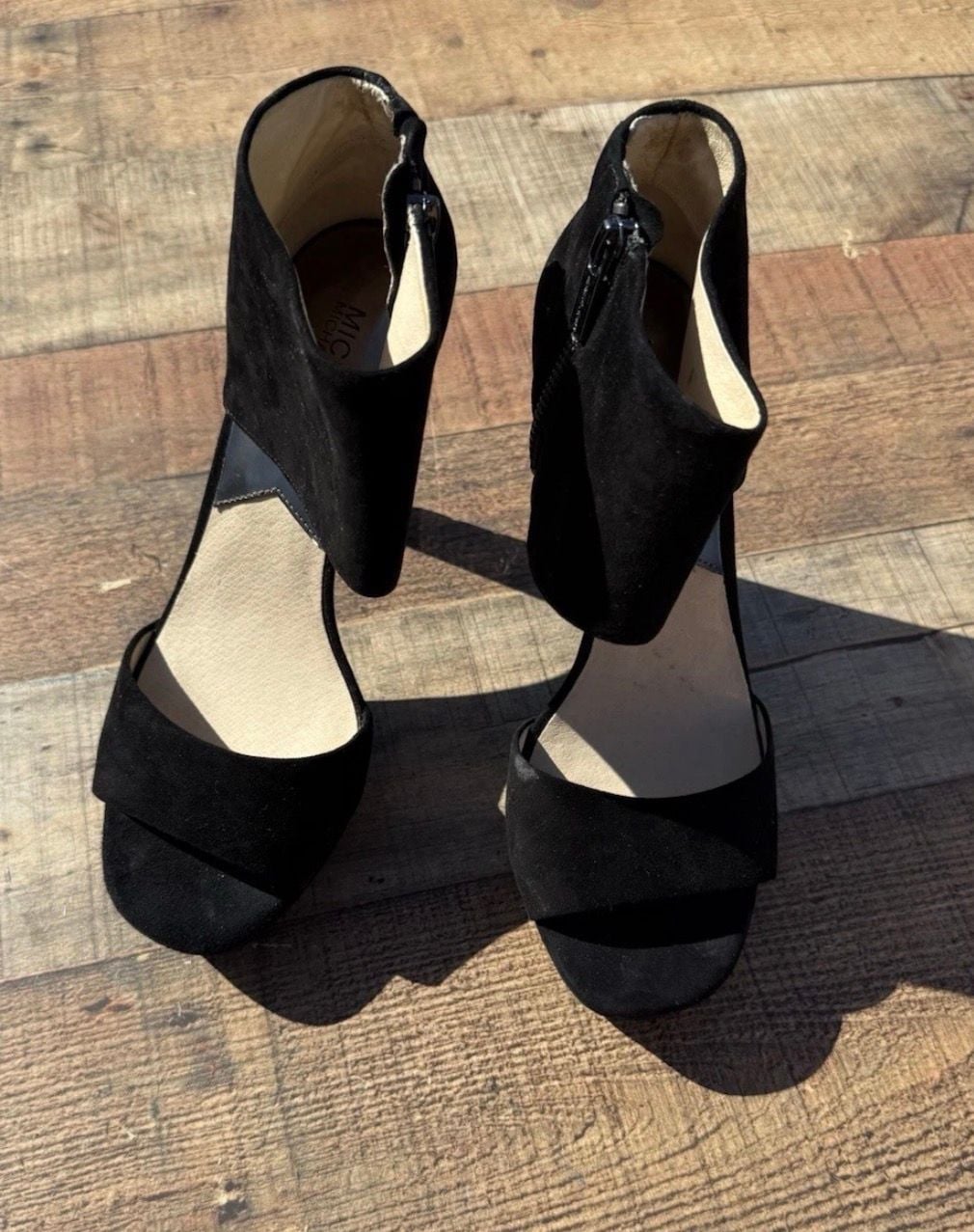 Michael Kors Josie Open Toe Size 8 1/2M Black Suede Heels 3