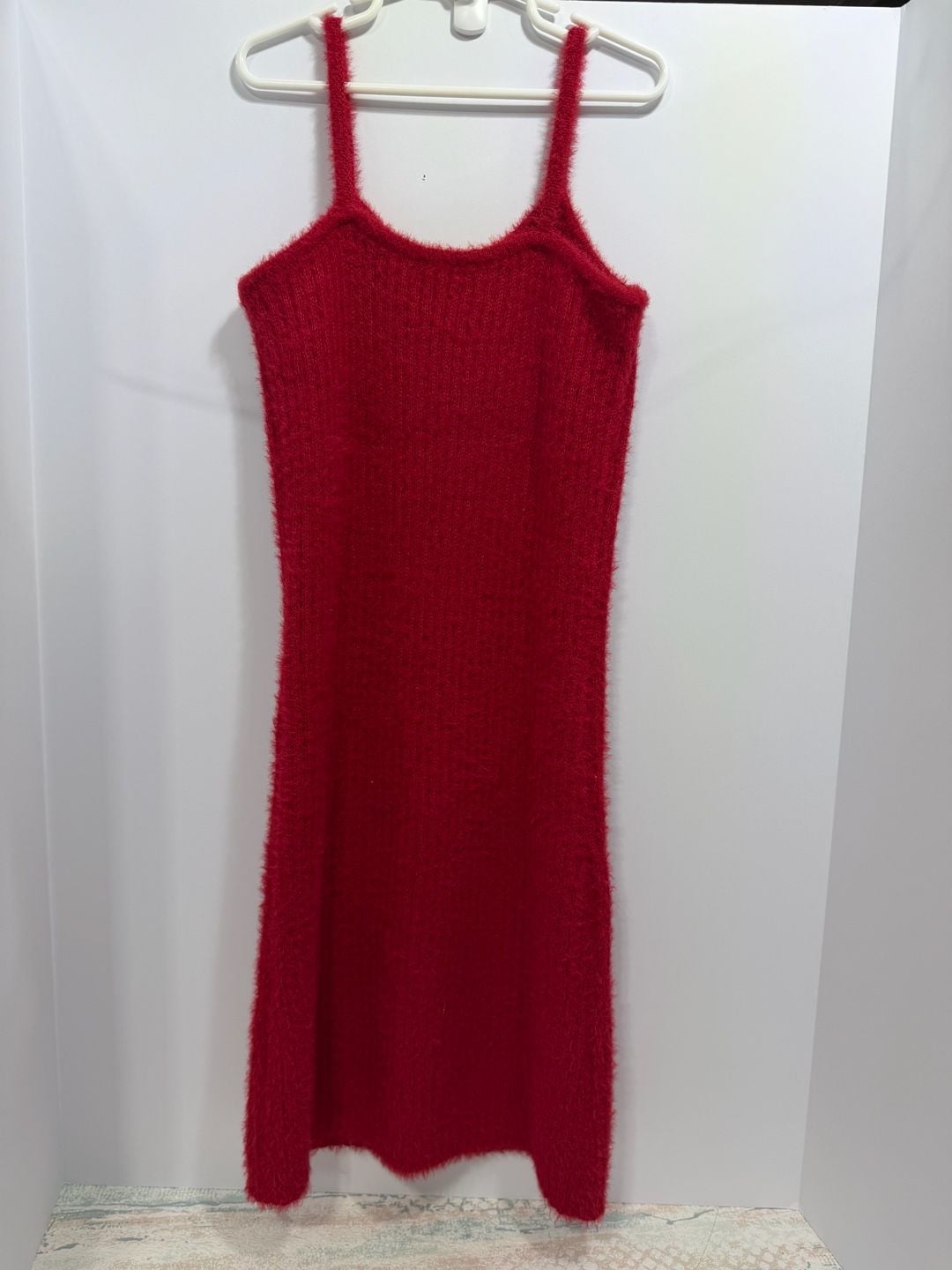 Art Class Red Fuzzy Eyelash Knit Sweater Dress Size L 10/12 7
