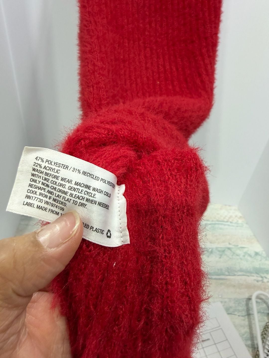 Art Class Red Fuzzy Eyelash Knit Sweater Dress Size L 10/12 10