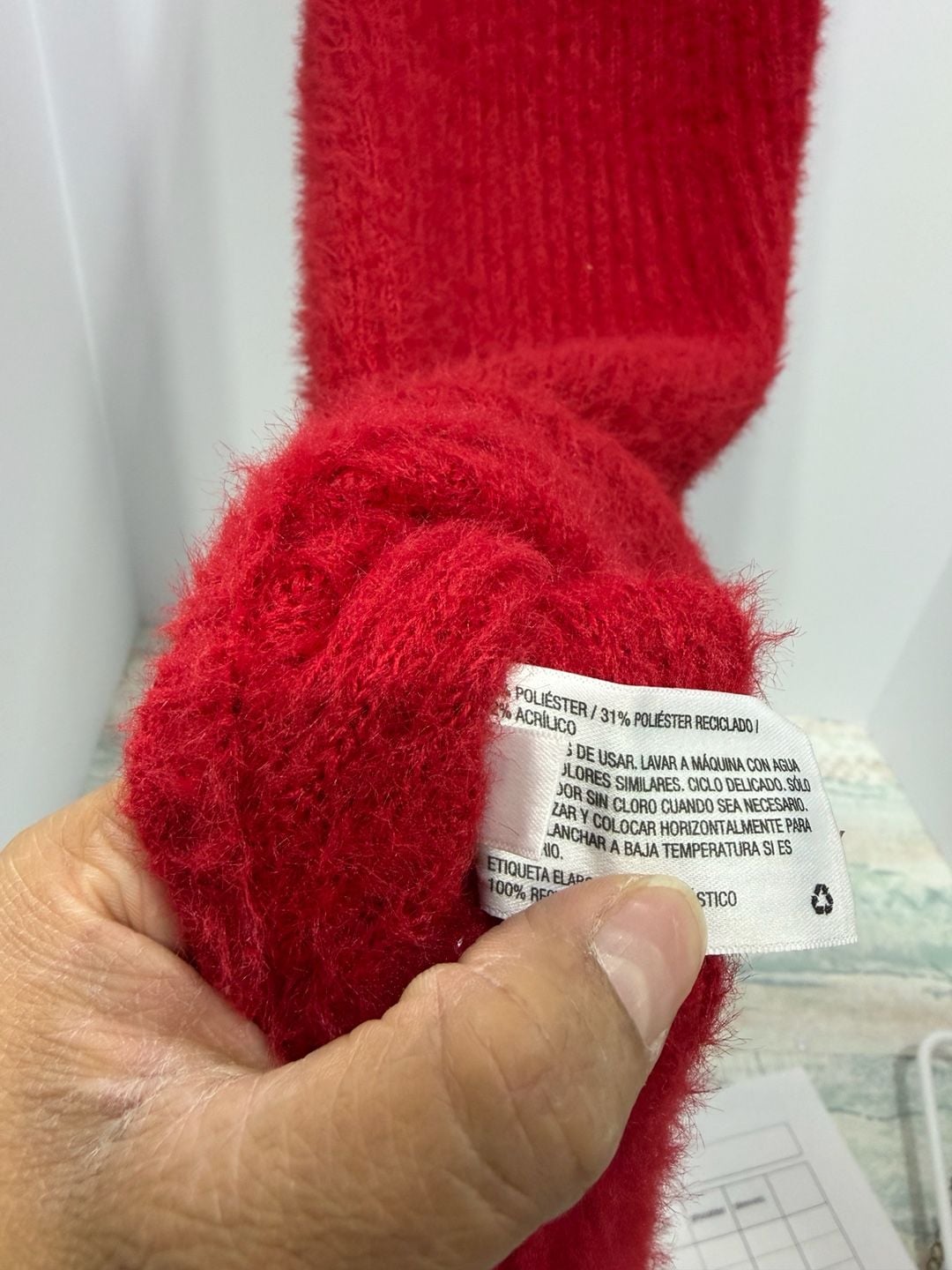 Art Class Red Fuzzy Eyelash Knit Sweater Dress Size L 10/12 12