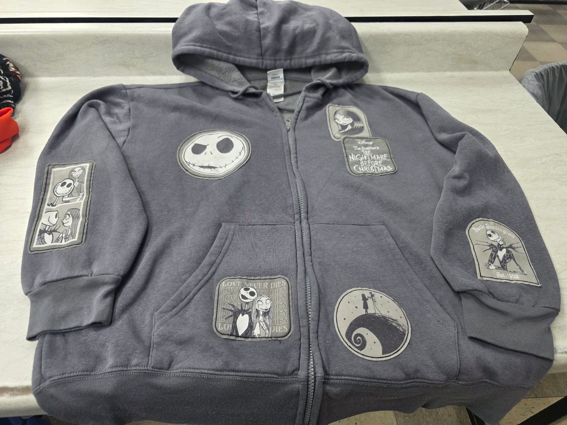 Disney The Nightmare Before Christmas Zip Hoodie Grey 1