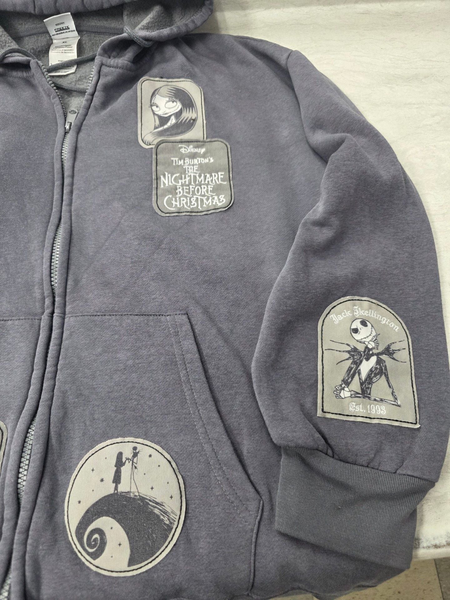 Disney The Nightmare Before Christmas Zip Hoodie Grey 3
