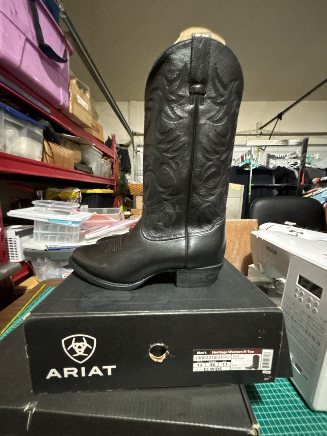 Ariat Heritage Western R-Toe Size 12 EE Black Deertan Leather Boots 3
