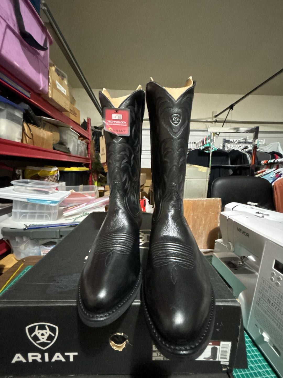 Ariat Heritage Western R-Toe Size 12 EE Black Deertan Leather Boots 4