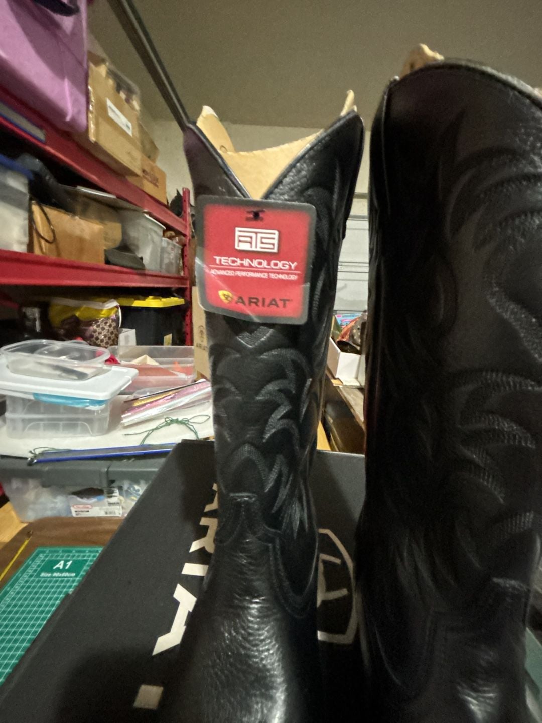 Ariat Heritage Western R-Toe Size 12 EE Black Deertan Leather Boots 6