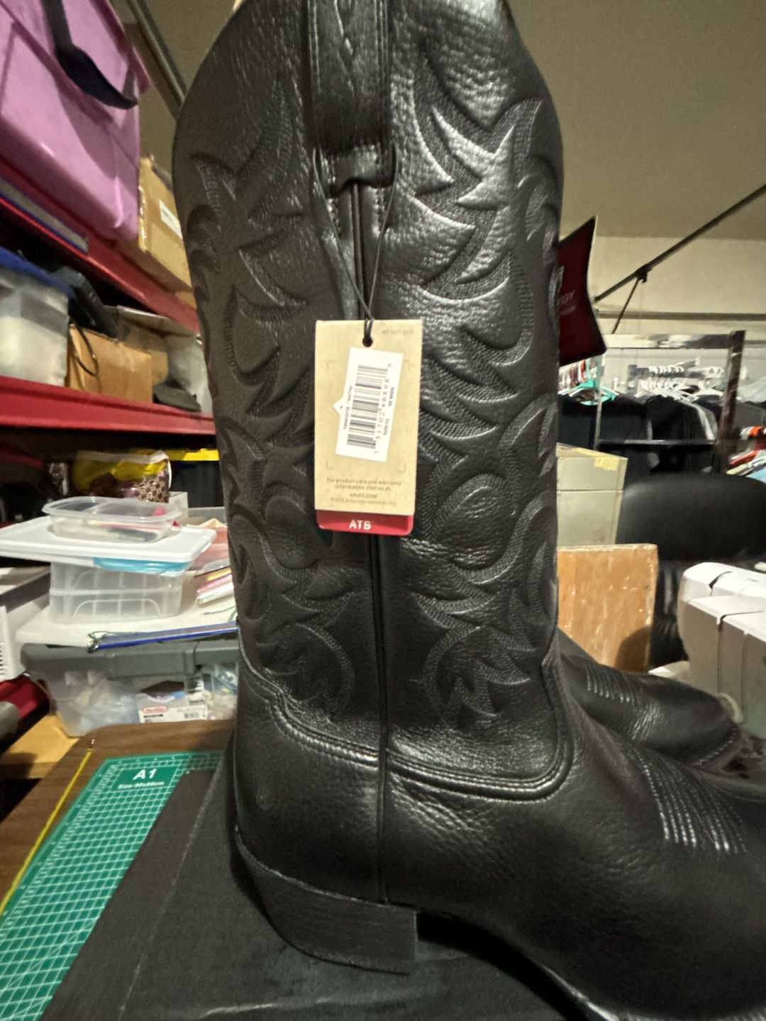 Ariat Heritage Western R-Toe Size 12 EE Black Deertan Leather Boots 8