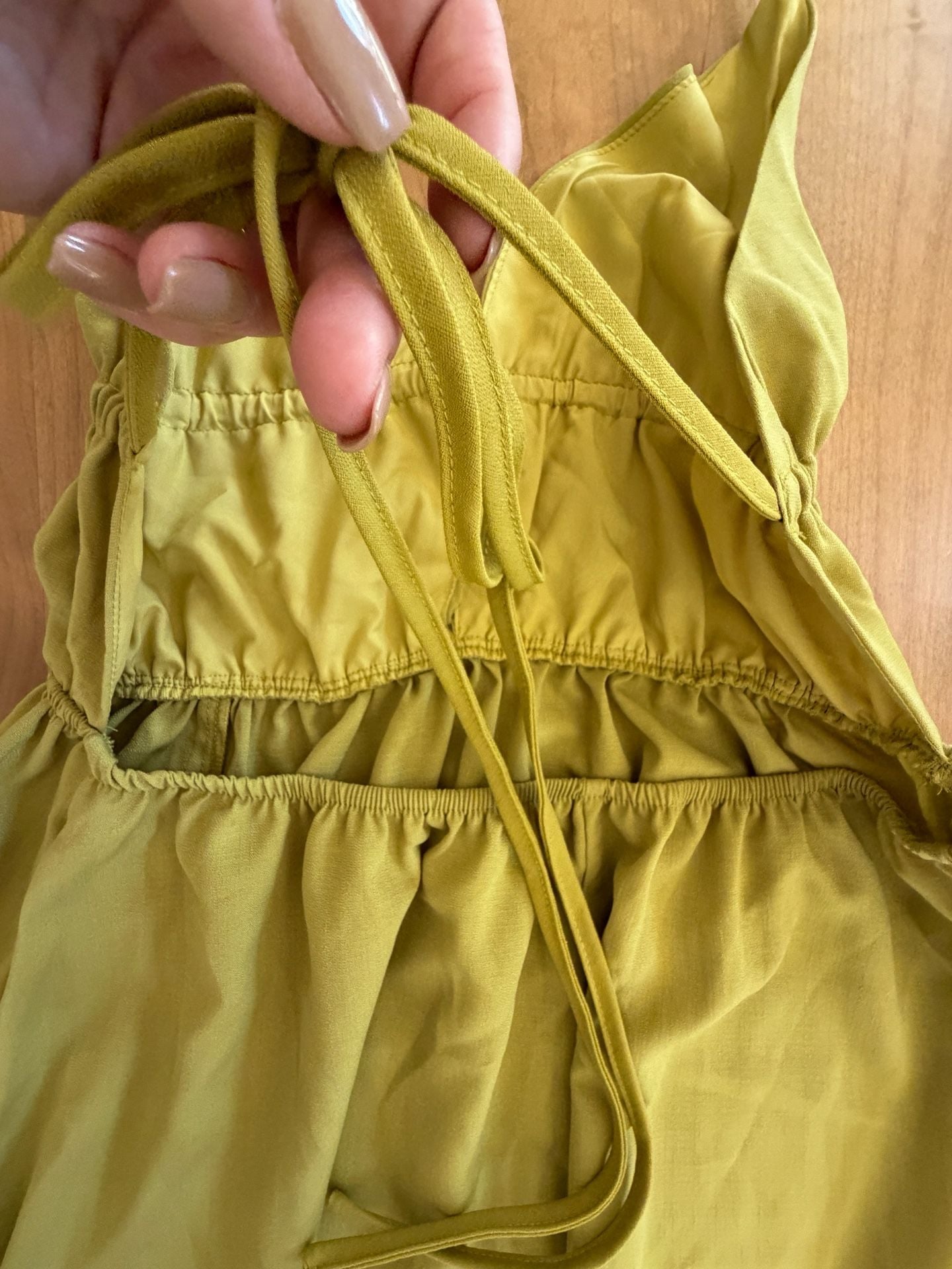 Shein Halter Maxi Dress Size L Olive Green V-Neck Backless 10