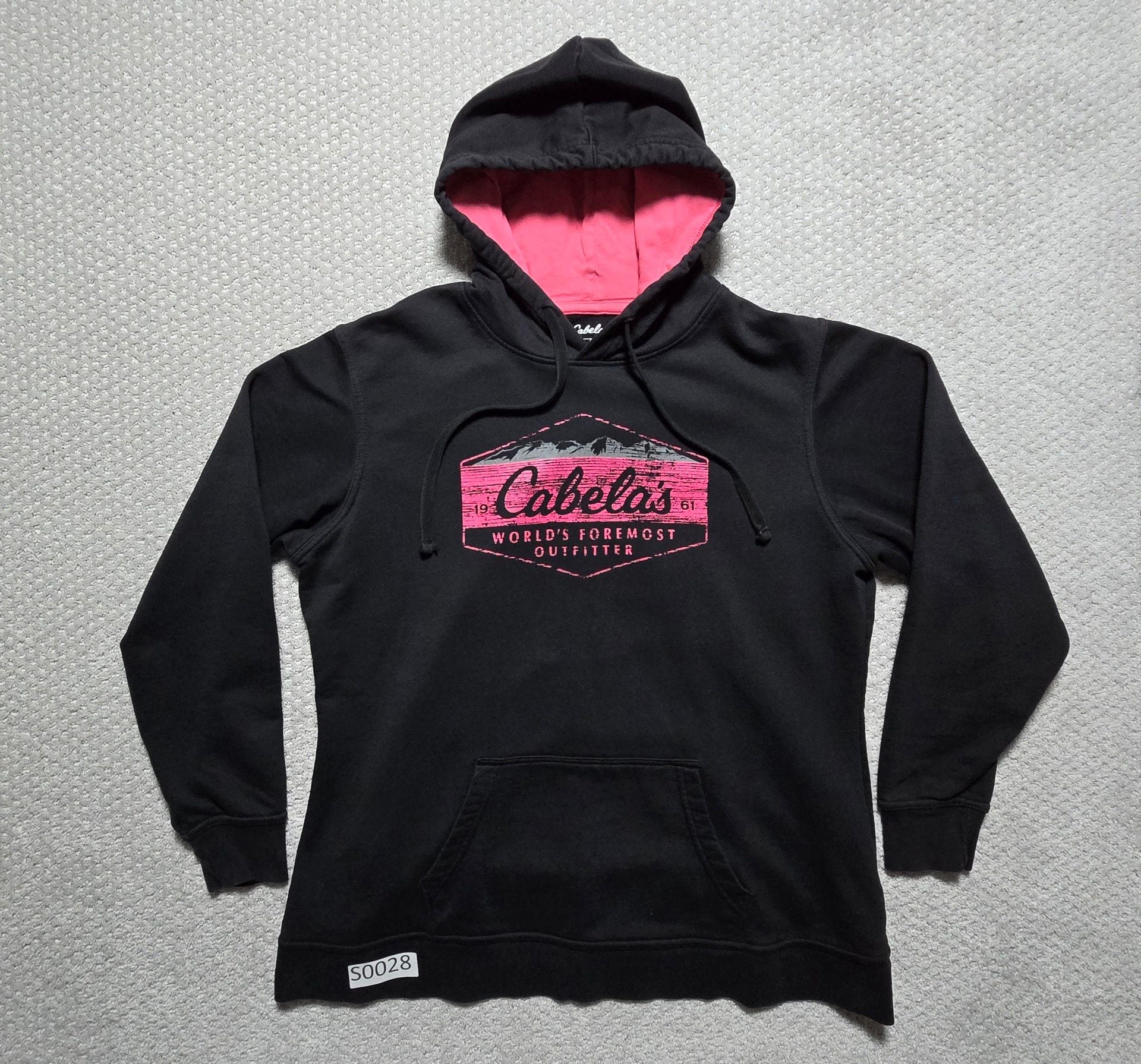 Cabela's Graphic Hoodie Size XL Reg Black Pink Pullover Sweatshirt 3