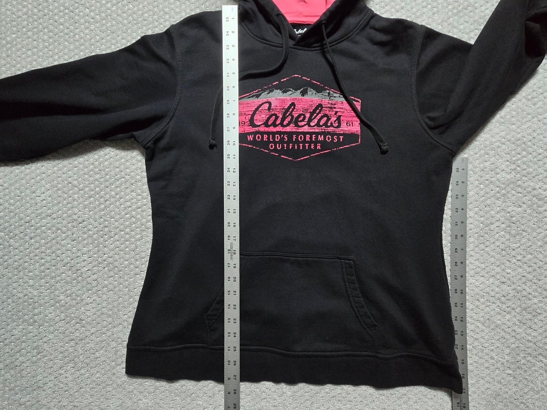 Cabela's Graphic Hoodie Size XL Reg Black Pink Pullover Sweatshirt 5