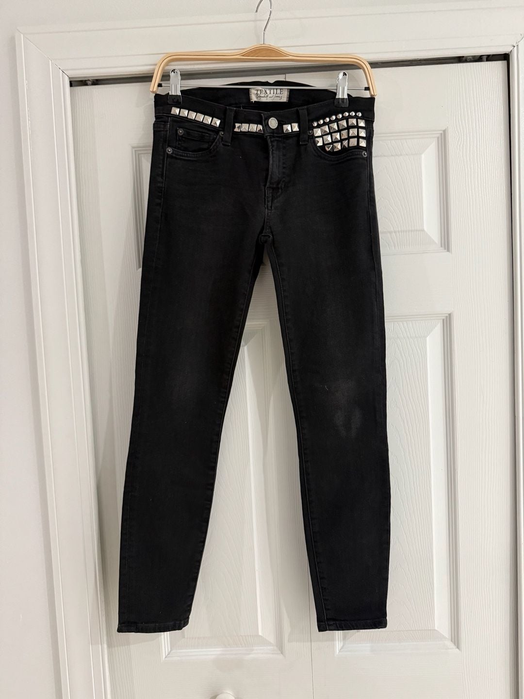 Textile Elizabeth and James Skinny Jeans Size 28 Black Studded 5
