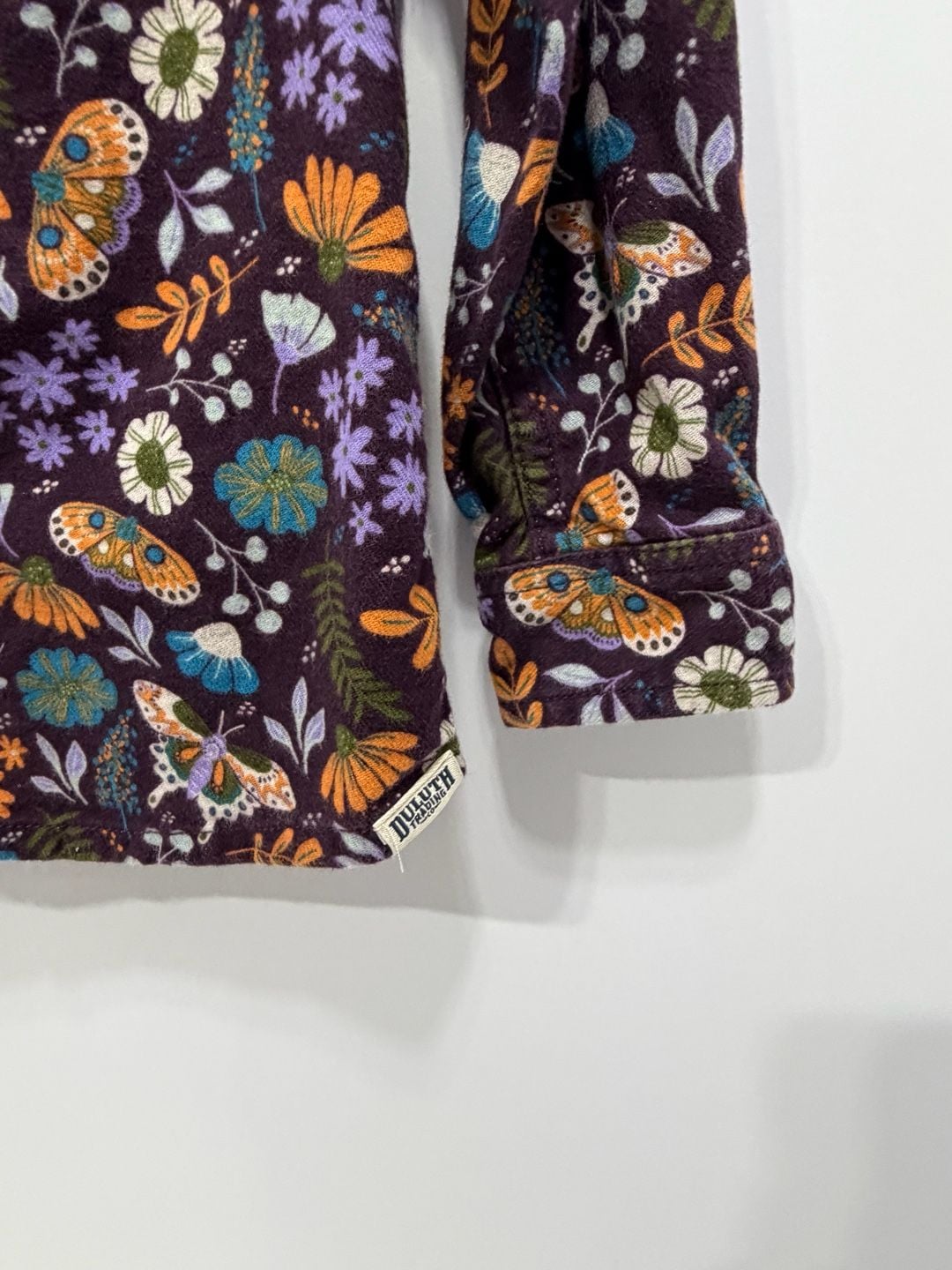 Duluth Trading Co Free Swingin' Flannel Shirt Size 3T Purple Floral Moth 5