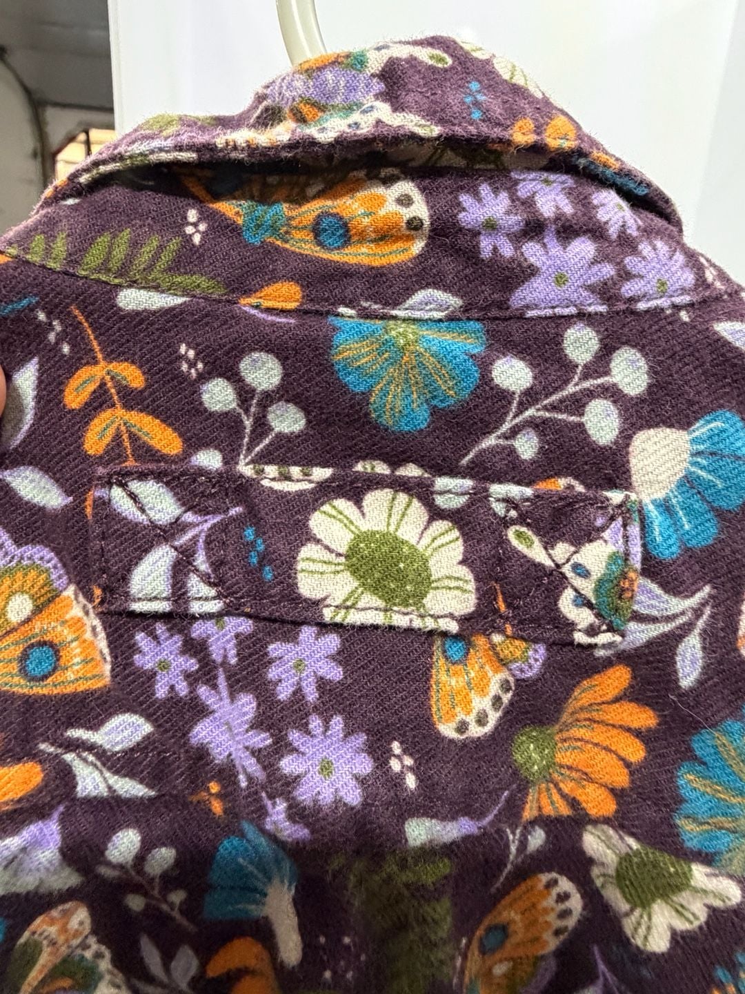 Duluth Trading Co Free Swingin' Flannel Shirt Size 3T Purple Floral Moth 9
