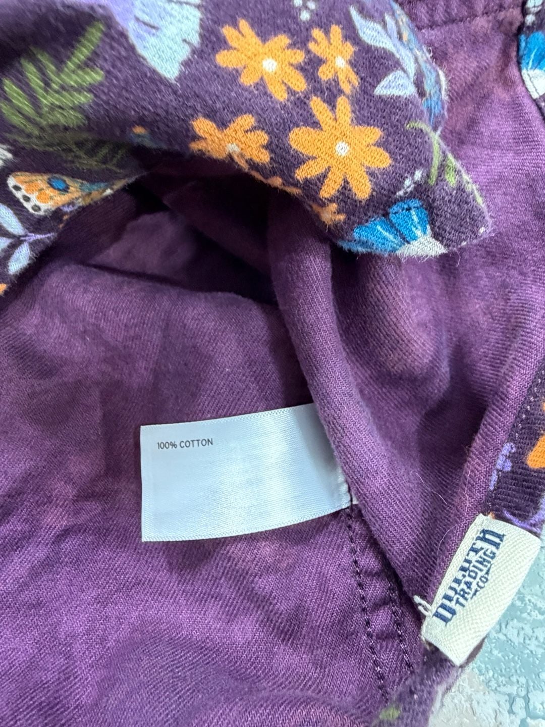 Duluth Trading Co Free Swingin' Flannel Shirt Size 3T Purple Floral Moth 10