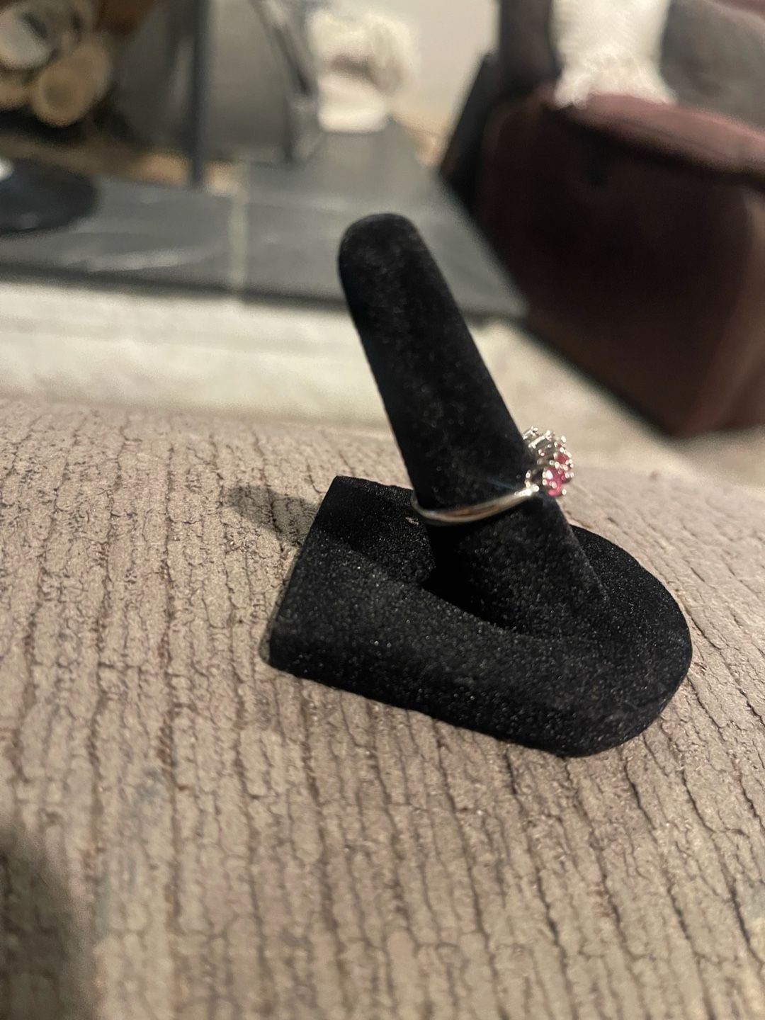 Silver tone Pink Ruby stone Cluster Ring stamped 925 3