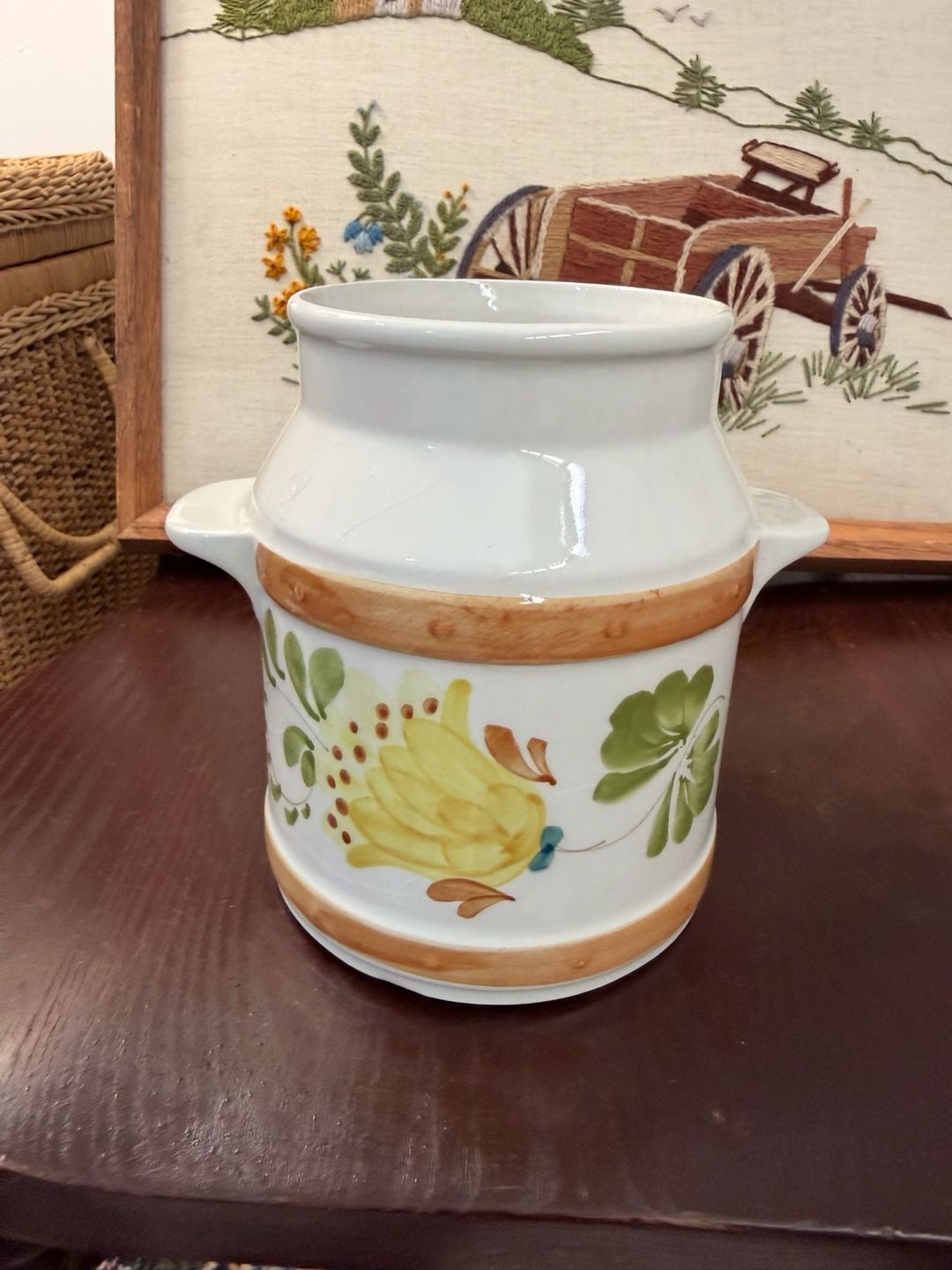 FTD Secla Ceramic Milk Can Utensil Holder Measuring Cups Pints Ounces Portugal 2