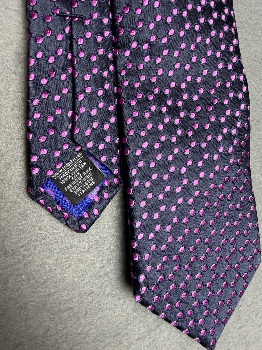 Ted Baker Silk Dot Tie Navy Blue Pink Geometric Pattern Necktie 2