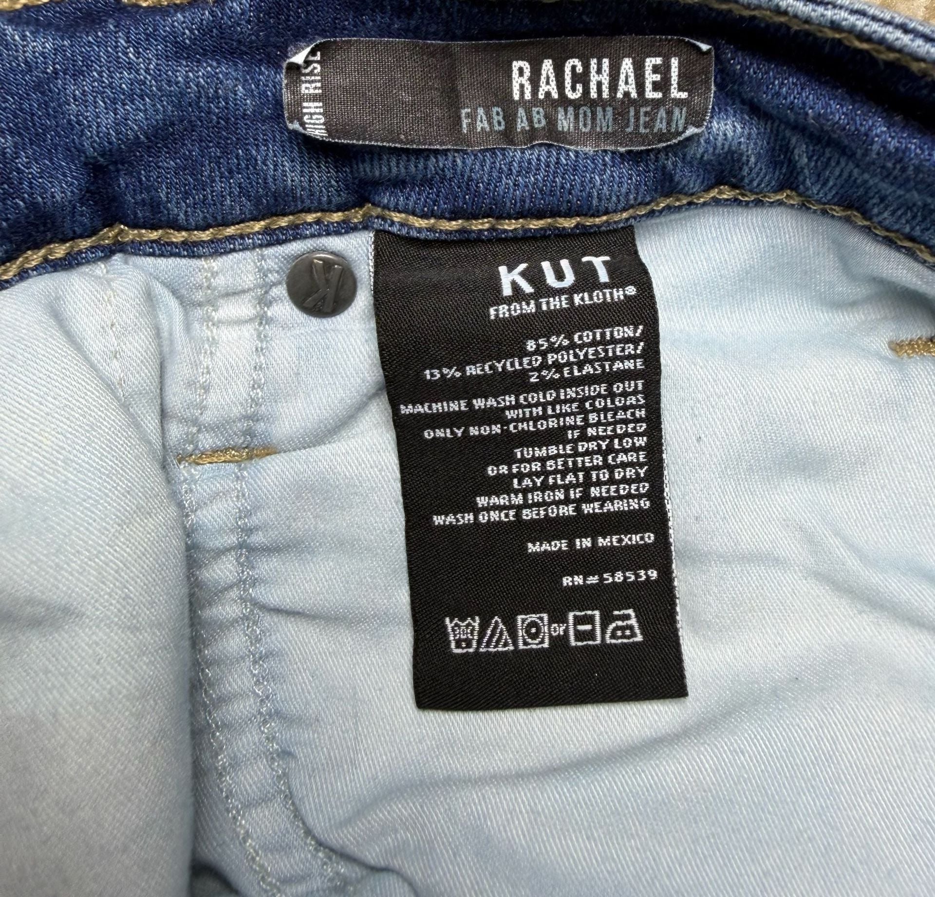 KUT from the Kloth Rachael Fab Ab Mom Jean Size 0 Blue Denim 5