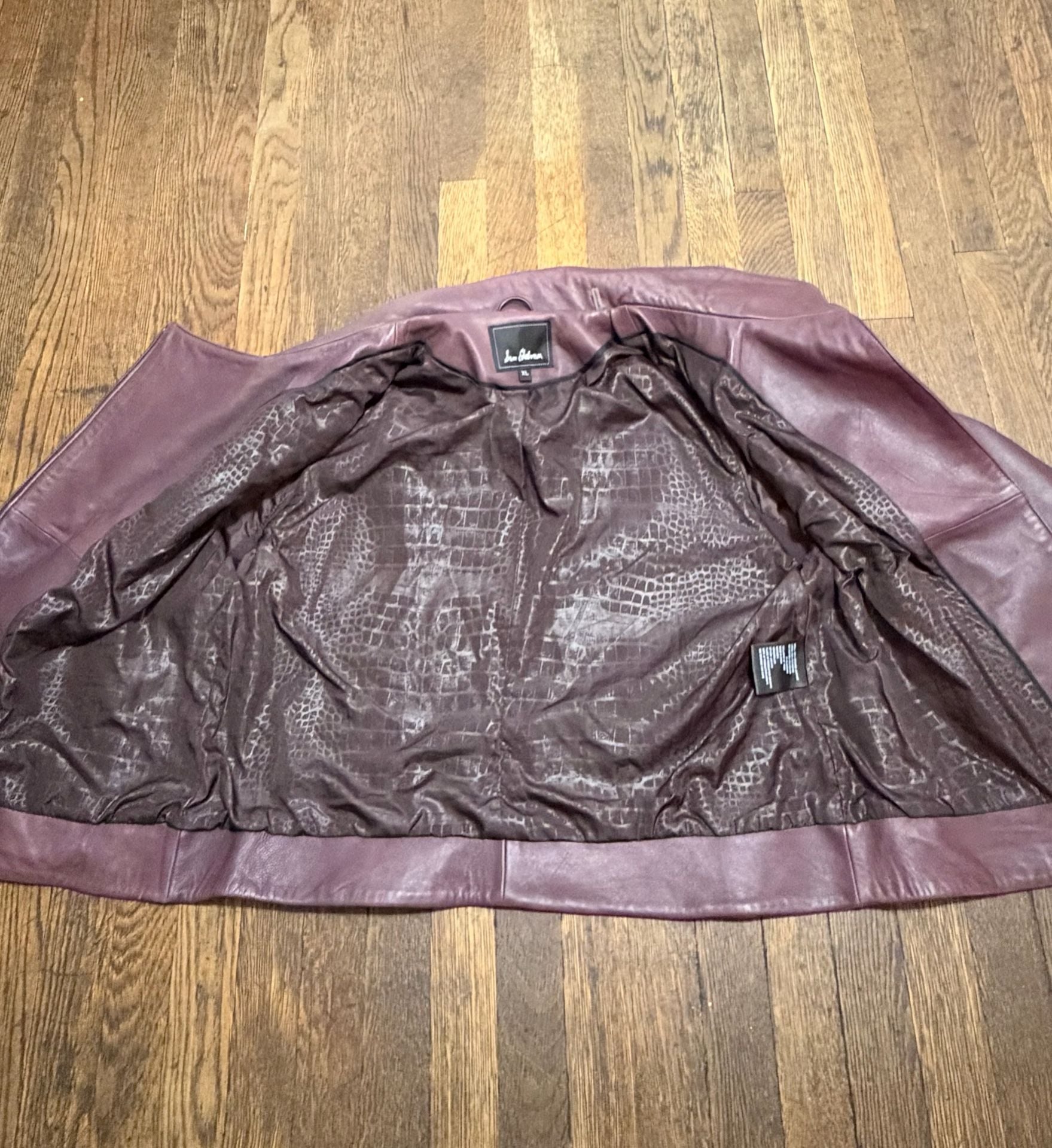 Sam Edelman Leather Moto Jacket Size XL Plum Purple Asymmetrical Zip 3