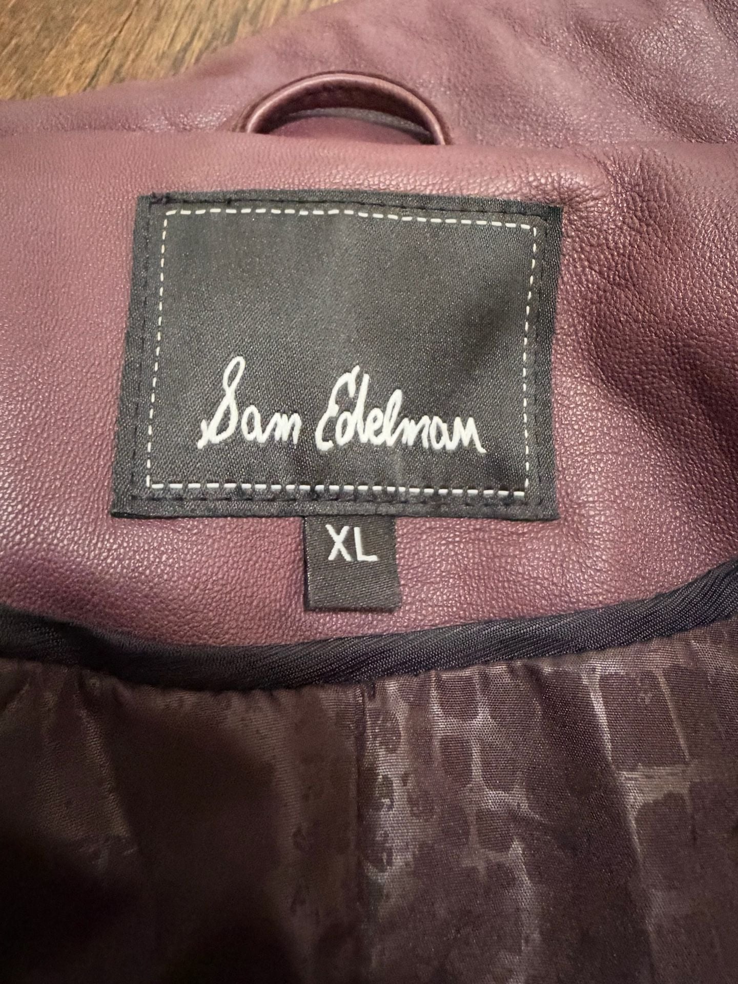 Sam Edelman Leather Moto Jacket Size XL Plum Purple Asymmetrical Zip 5