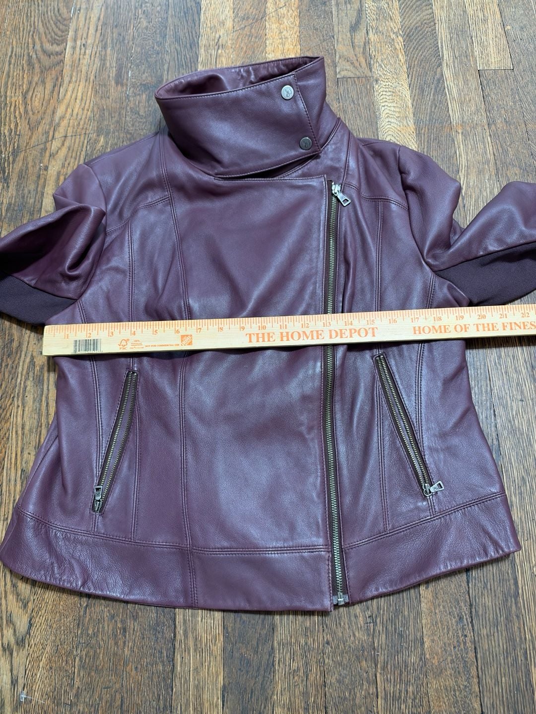 Sam Edelman Leather Moto Jacket Size XL Plum Purple Asymmetrical Zip 6