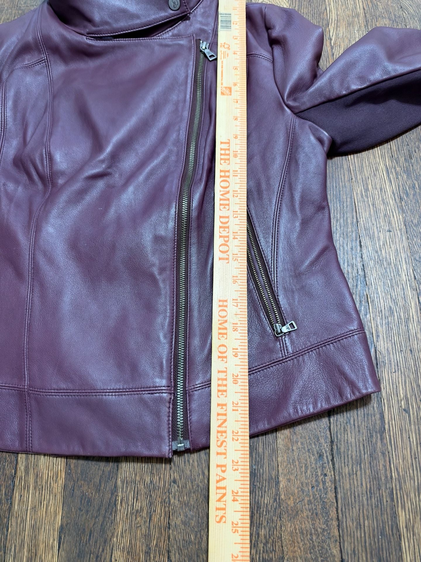 Sam Edelman Leather Moto Jacket Size XL Plum Purple Asymmetrical Zip 7