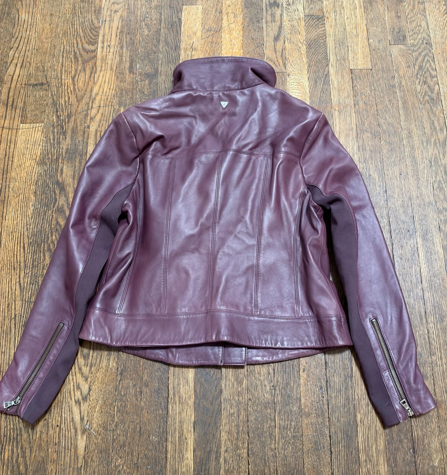 Sam Edelman Leather Moto Jacket Size XL Plum Purple Asymmetrical Zip 8